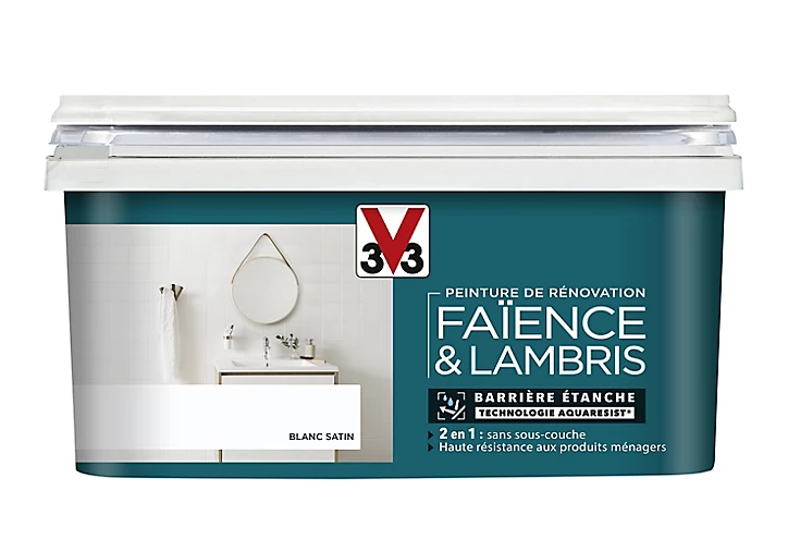 Peinture de rénovation faïence et lambris V33 blanc satin 2L