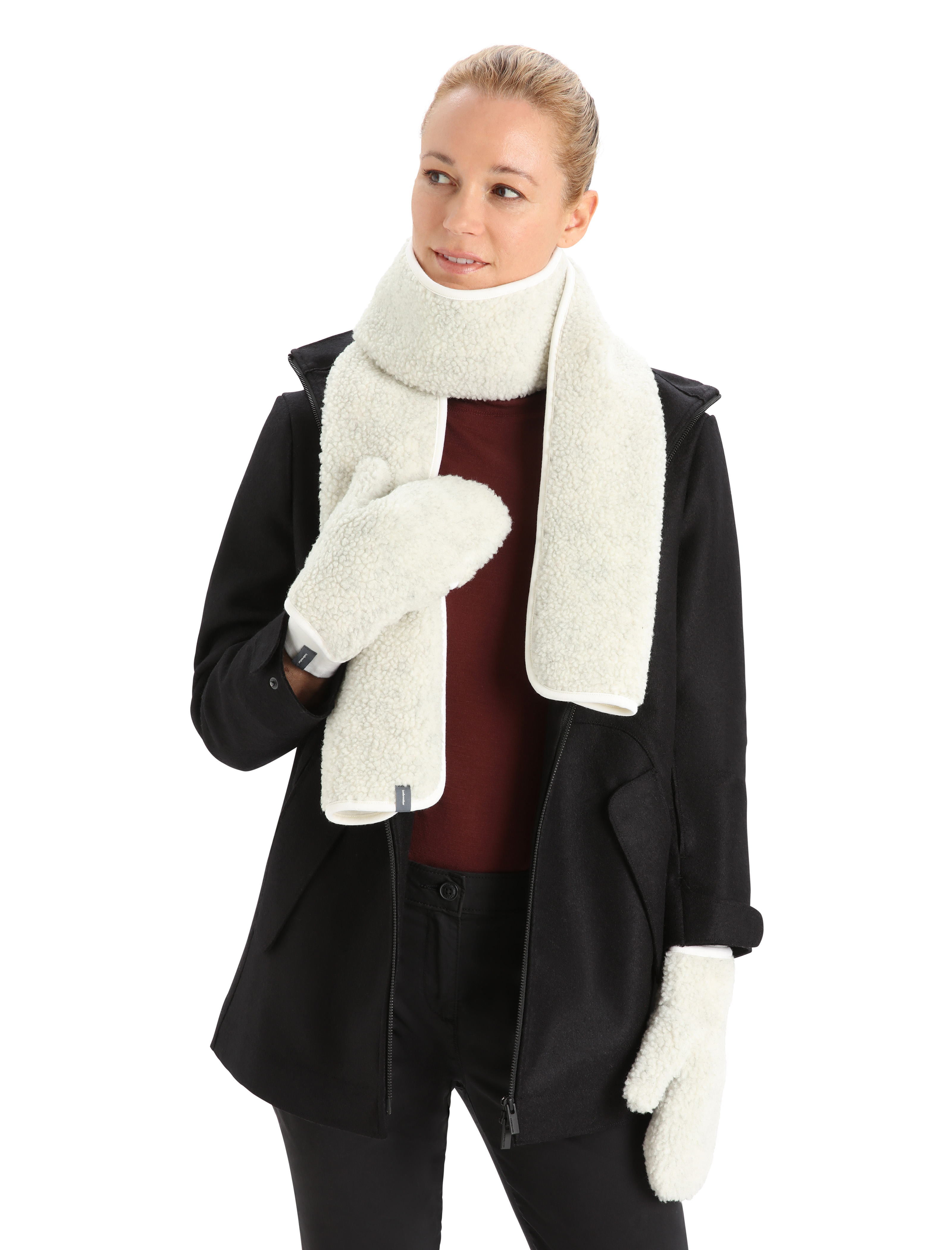 RealFleece Merino High Pile Mittens Ecru Heather