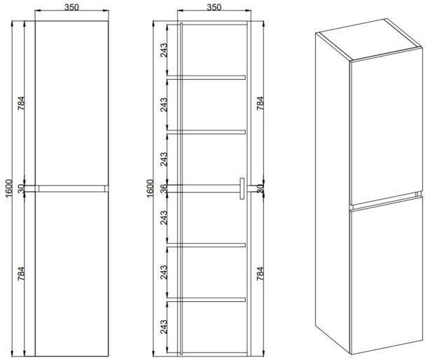 Fontana - Rovigo - Kolomkast - Kasteel Bruin - 160x35x35cm - Softclose