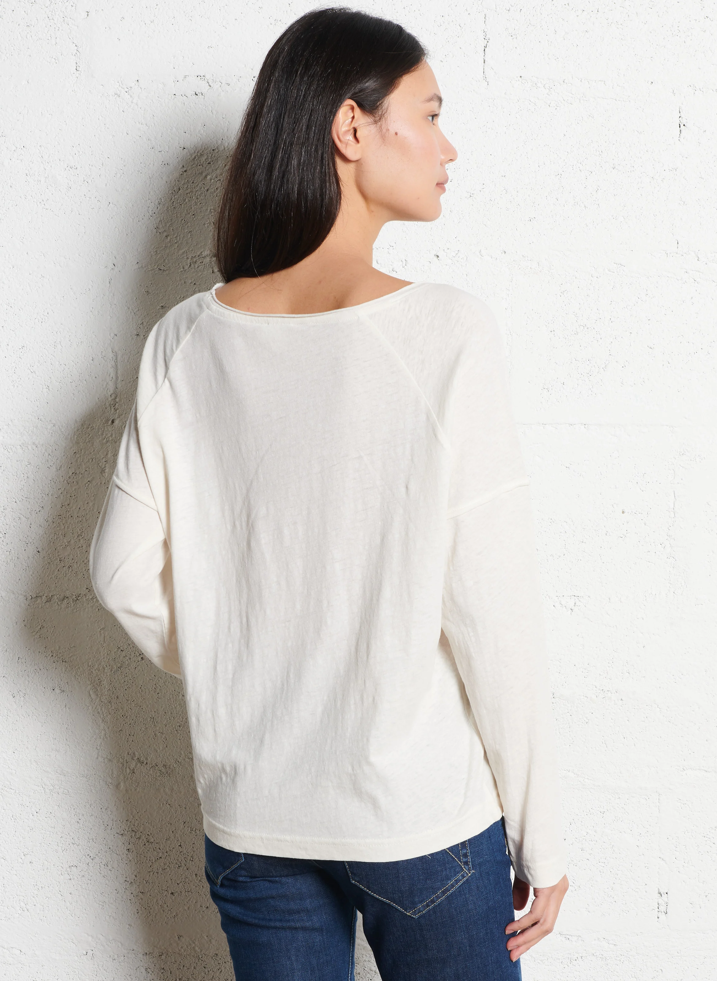 DAKOTA - Tee-shirt col bateau en coton mélangé | Blanc
