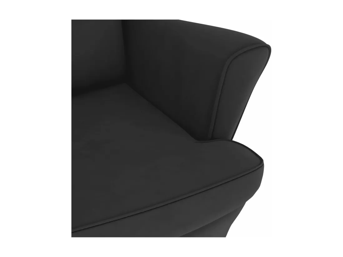 Fauteuil à bascule et pieds en bois massif d'hévéa Noir Velours