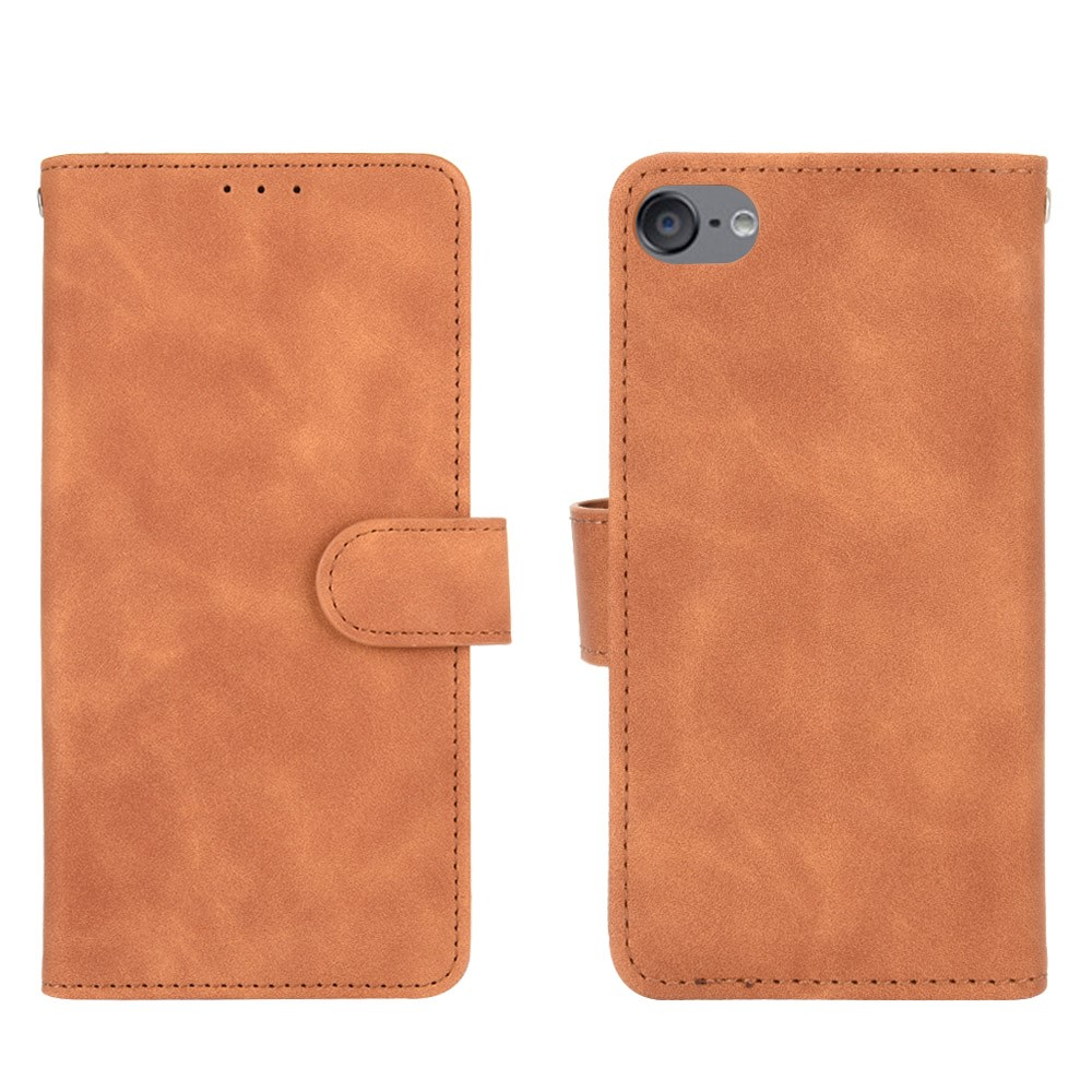 iPod Touch 7 / 6 / 5 Vintage Leder Tasche Flip Cover mit Kartenfächer - Hellbraun