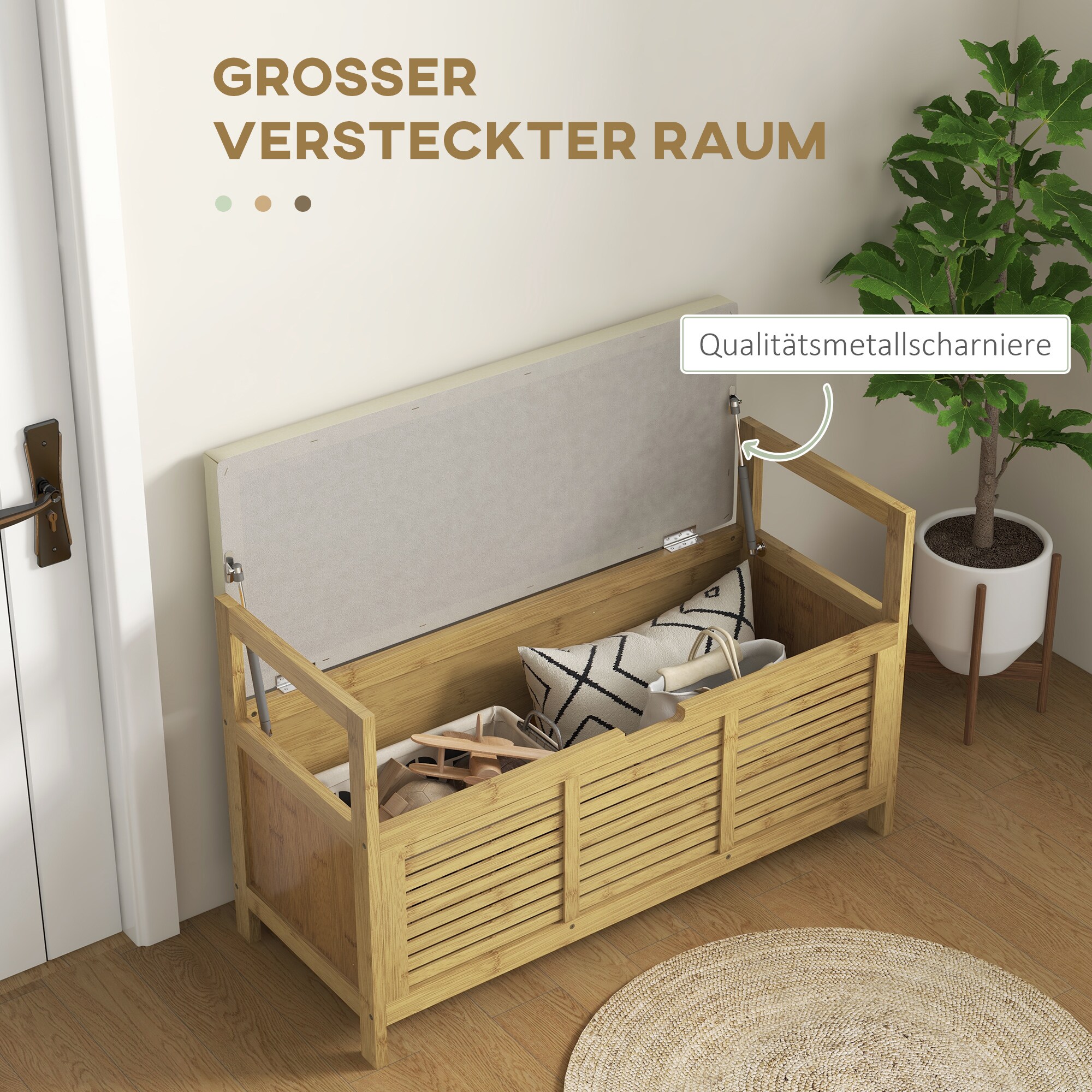 HOMCOM Schuhregal mit Stauraum natur 100L x 40B x 60Hcm