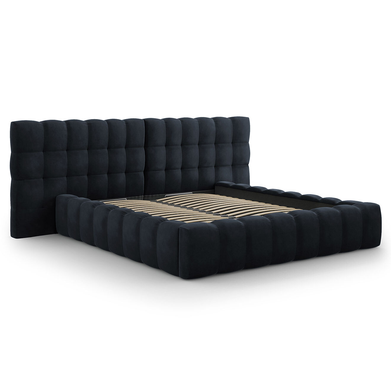 Cosmopolitan Design Lit avec coffre de rangement Bali Velours bleu foncé - 180x200 cm