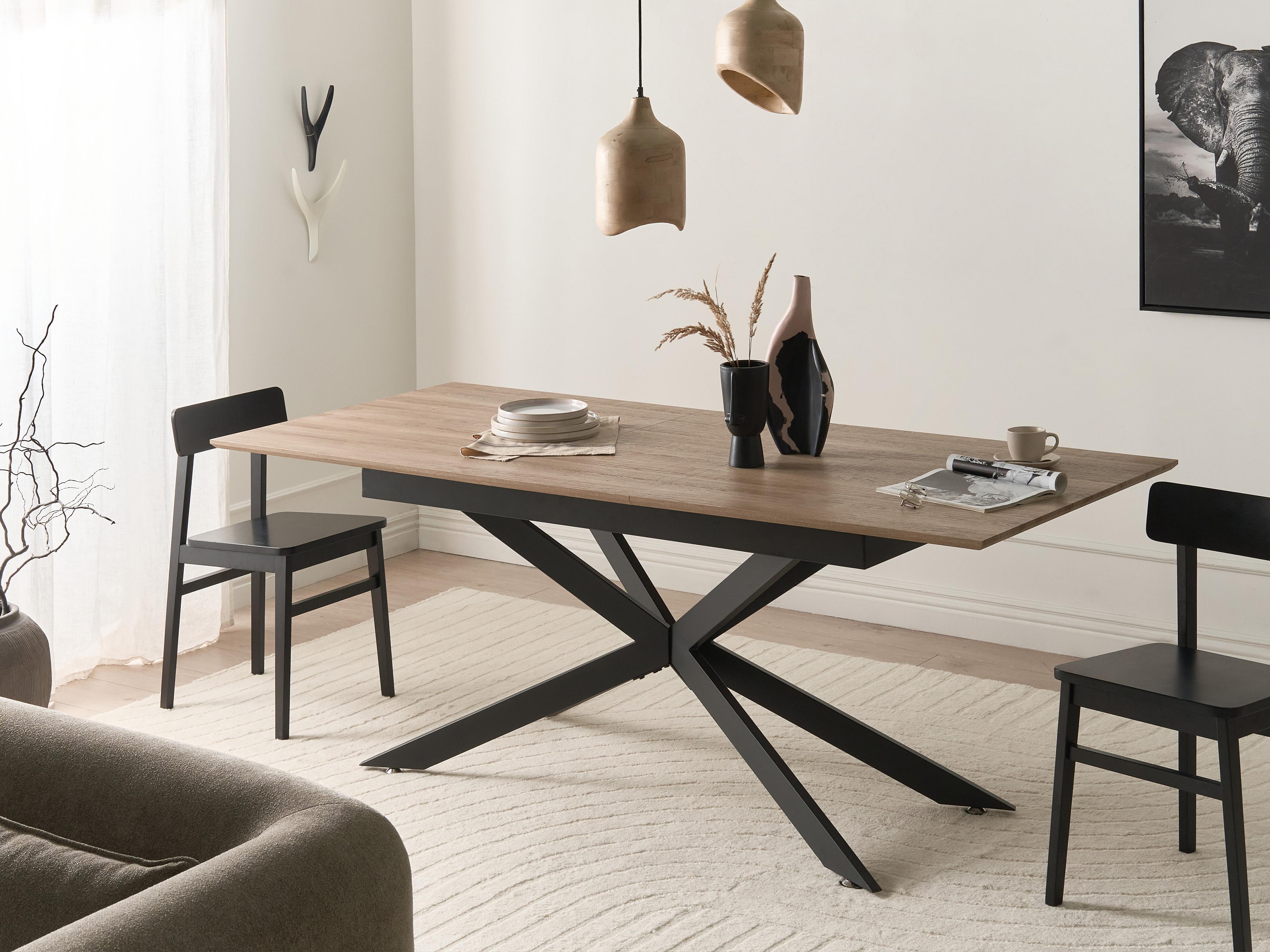 Eettafel FINLEY Lichtbruin 90 cm 160/200 cm