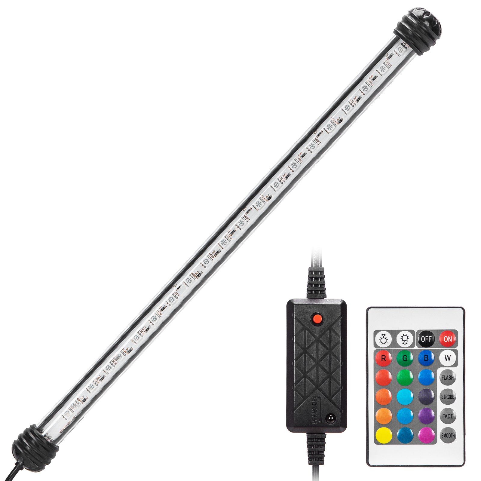 Nobleza - Iluminação LED para Aquário com Controle Remoto, Luz RGB para Aquário, À Prova D'Água IP67, Lâmpada Universal Regulável para Aquário (1,5w 20cm, RGB)