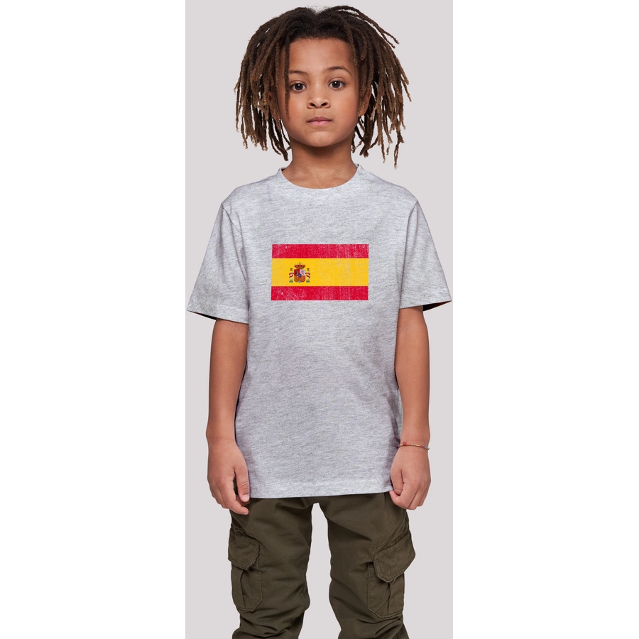 F4NT4STIC T-Shirt Spain Spanien Flagge distressed heather grey