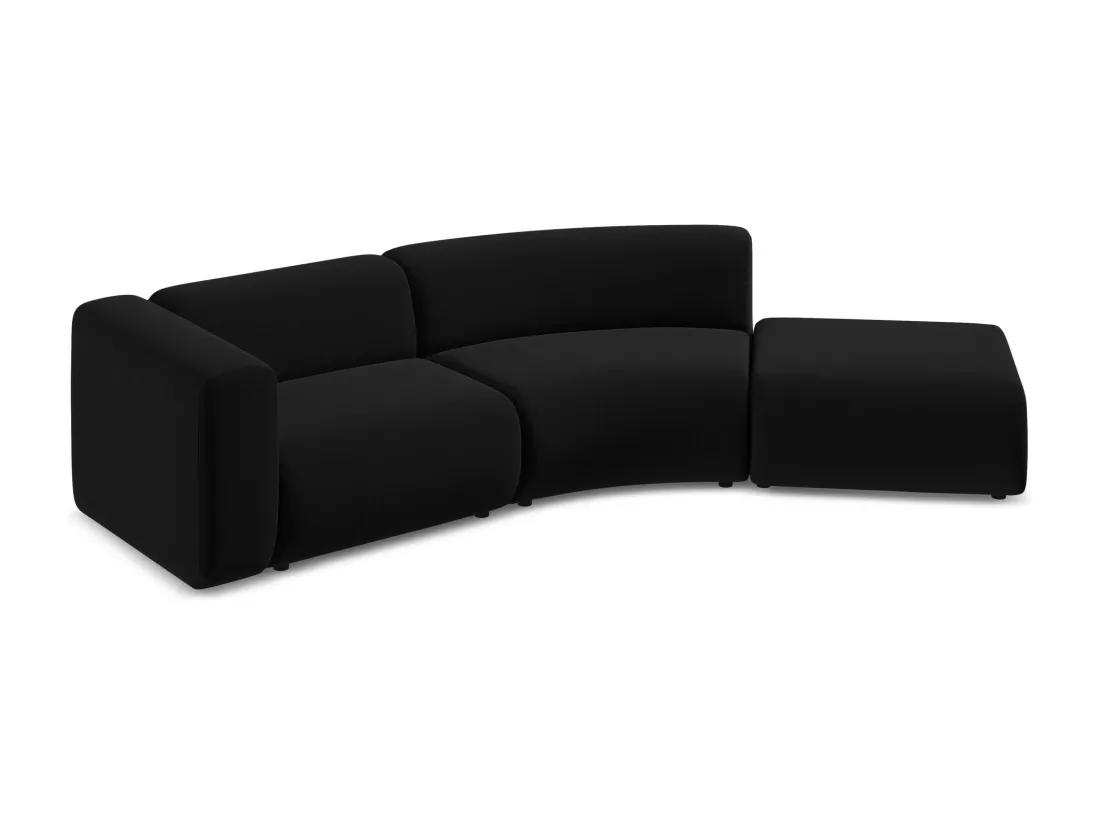 Canapé modulable 4 places droit en velours - noir - EKAHI