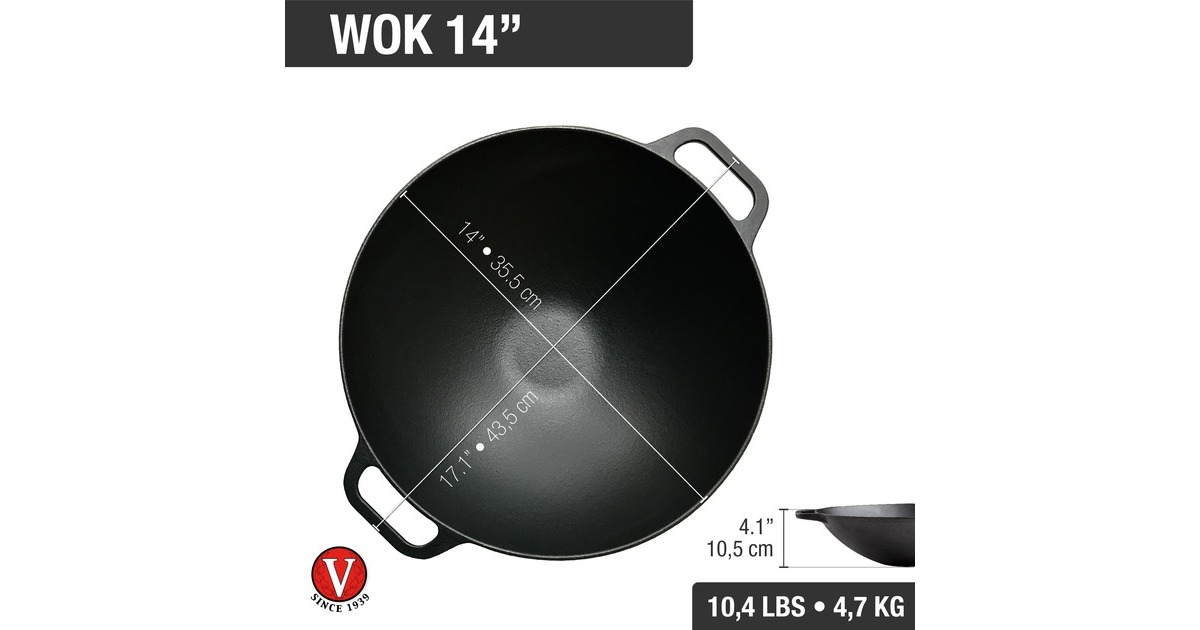 VictoriaWok 35,5 cm, Seasoned bak-/braadpan  (Zwart, Color packaging)