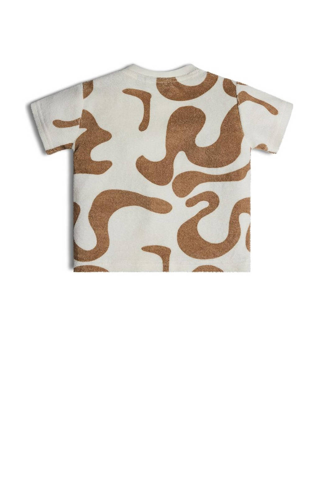 Retour Jeans badstof T-shirt Camiel met all over print zand/ecru