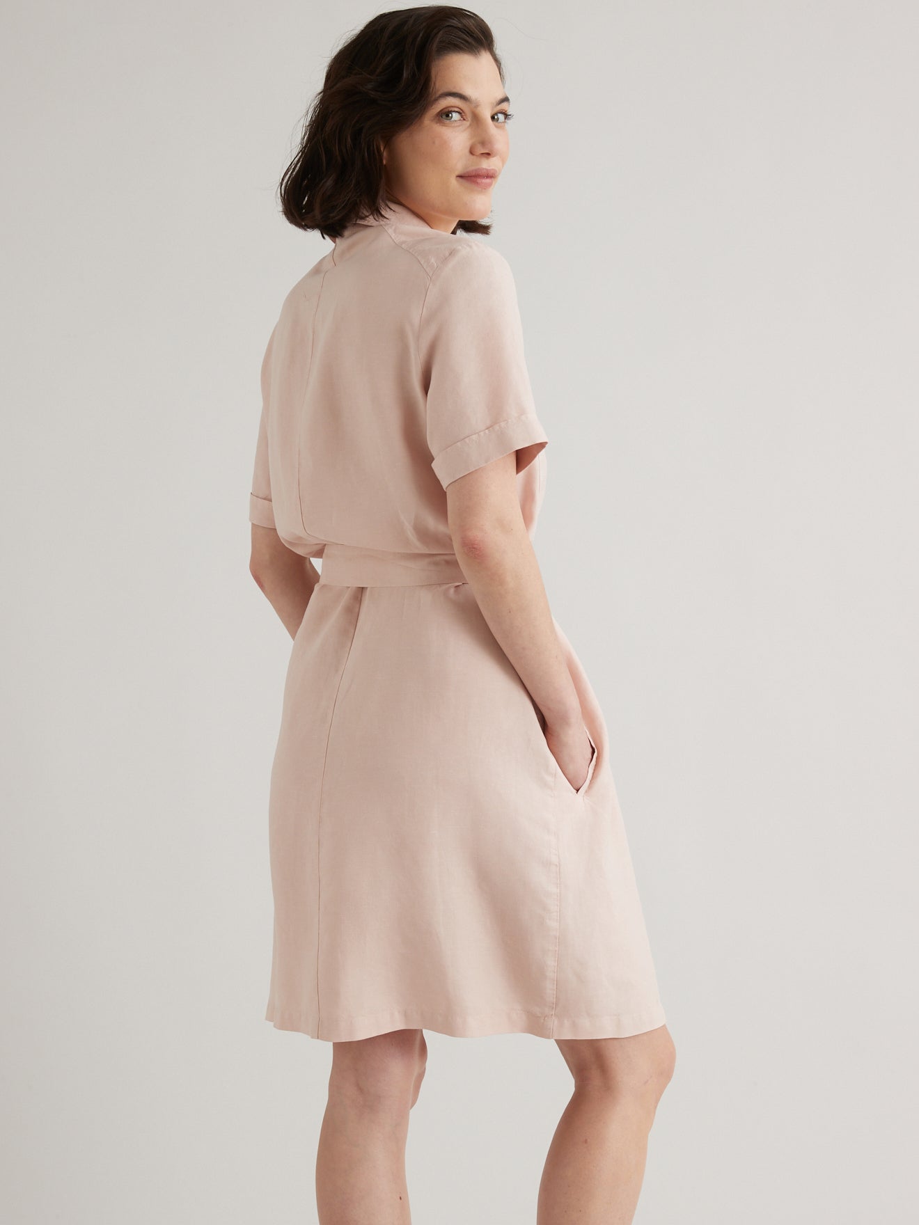 Robe-saharienne femme en lyocell et lin