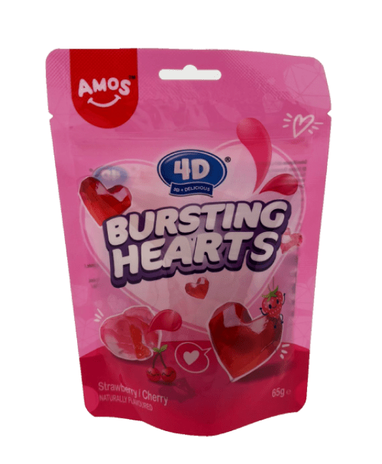 Amos Snoep 4d Barstende Hartjes 65g