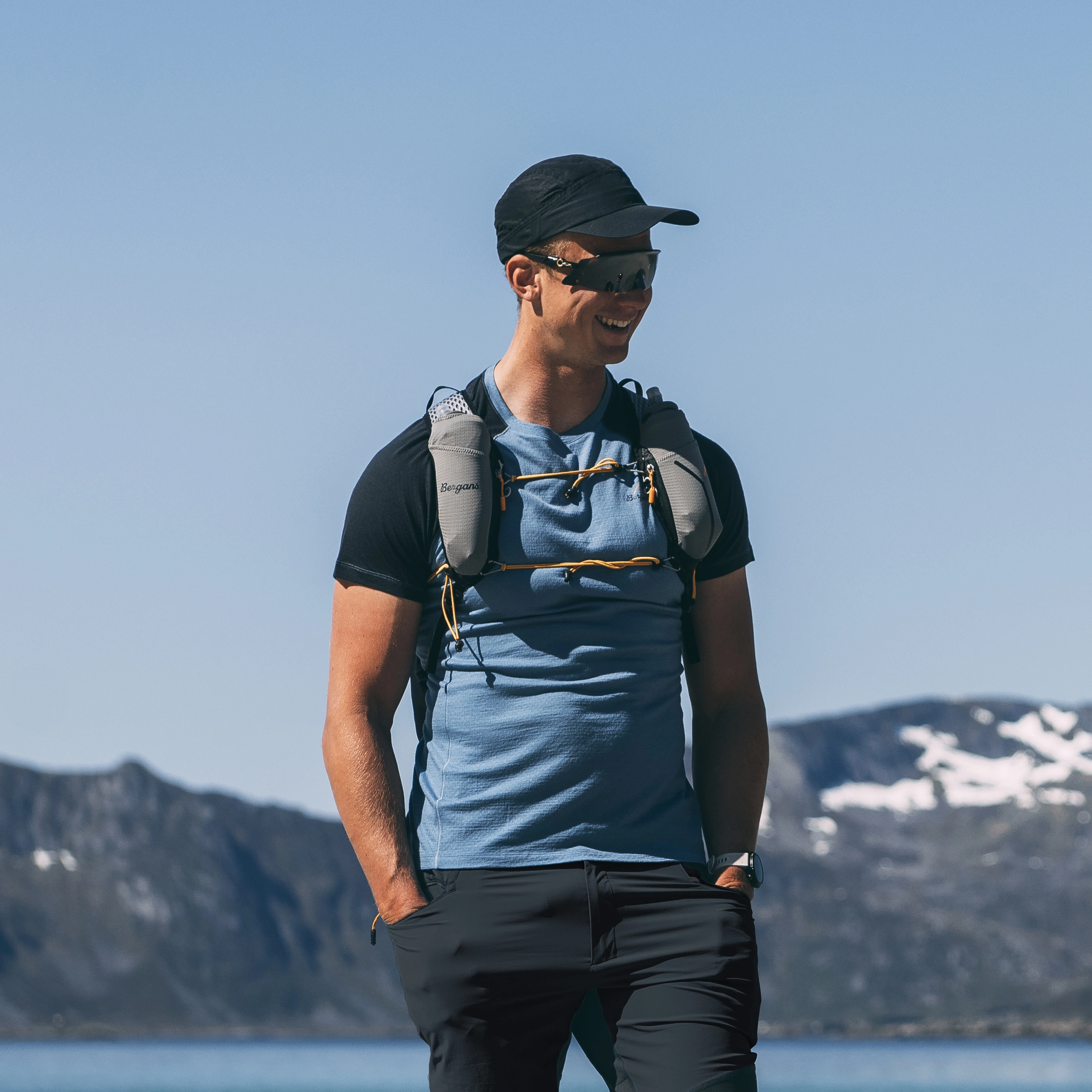 Y LightLine Merino Tee Men Elemental Blue / Dark Shadow Grey