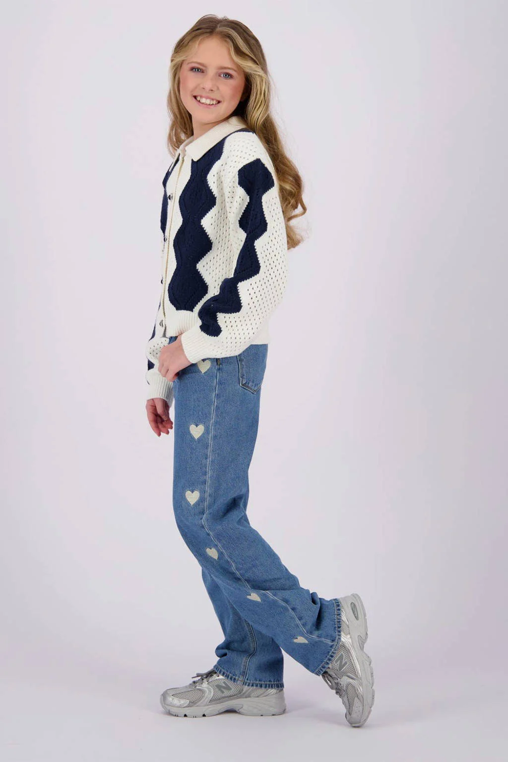 Vingino vest Meralle met all over print offwhite/donkerblauw