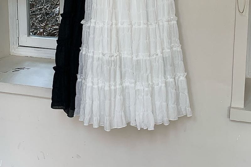 Tel tot 10 - Maxi A-lijn rok met elastische taille en ruches