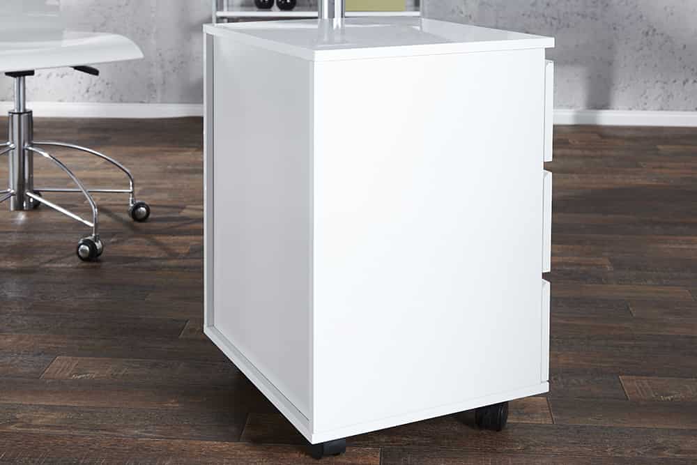 Moderner Rollcontainer BIG DEAL 45cm weiß Hochglanz 3 Schubladen
