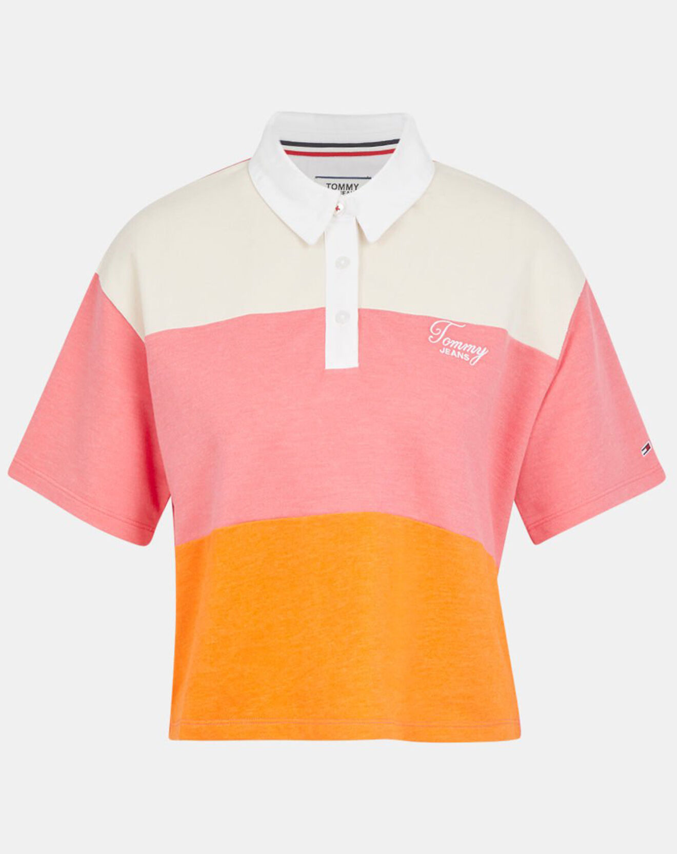 Tommy Jeans Polo Crop Colorblock orange/rose