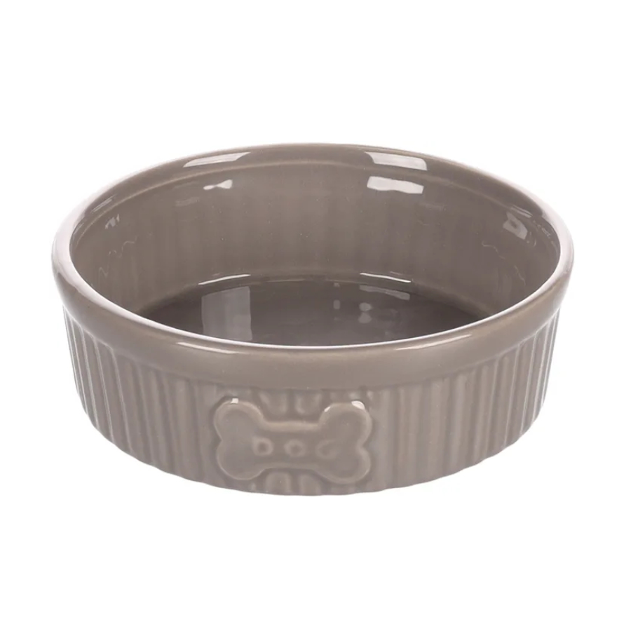 Alimentador de cães Flamingo Mabel em cerâmica cor taupe