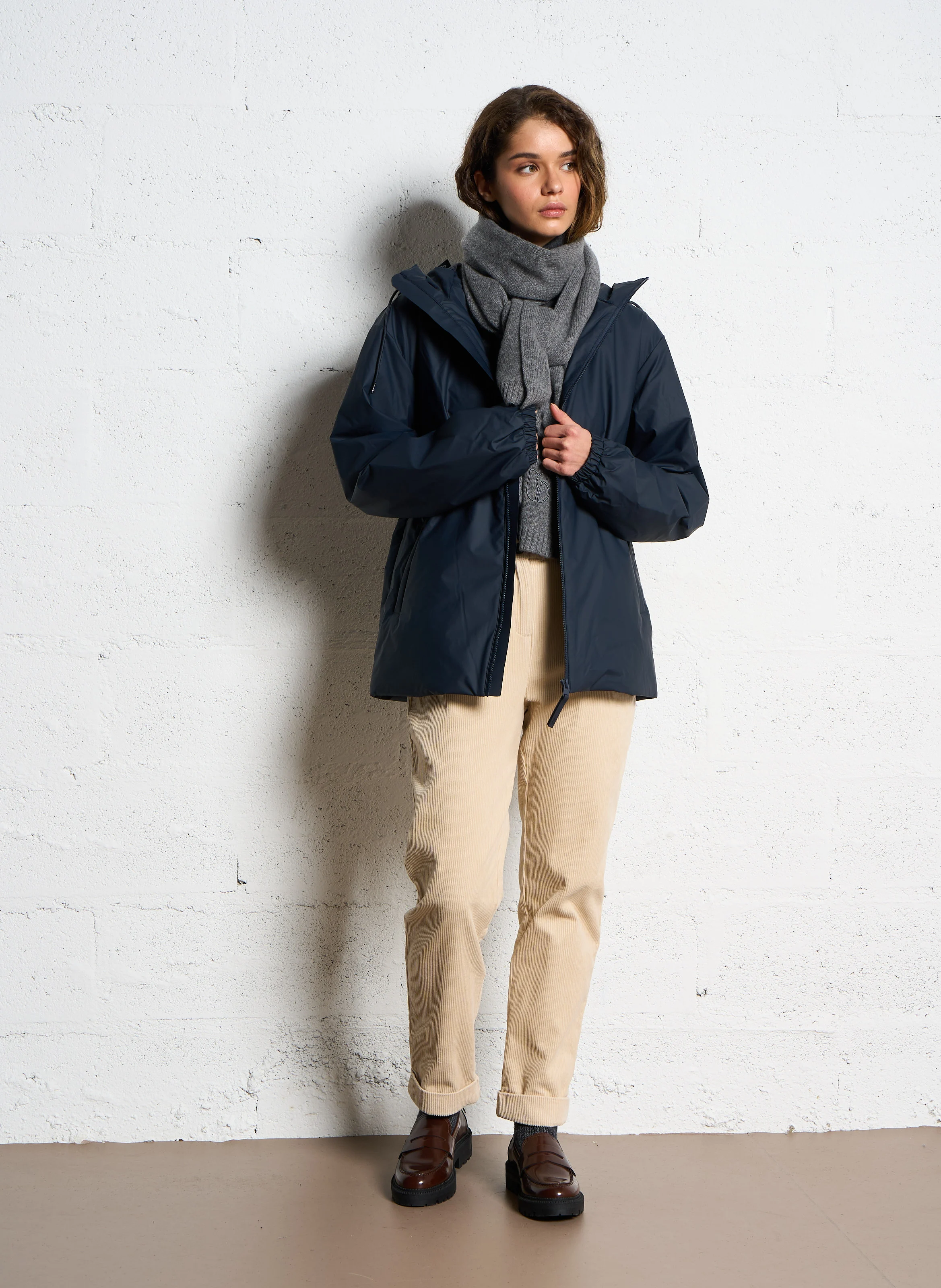 LOHJA - Imperméable droit col montant à capuche | Bleu