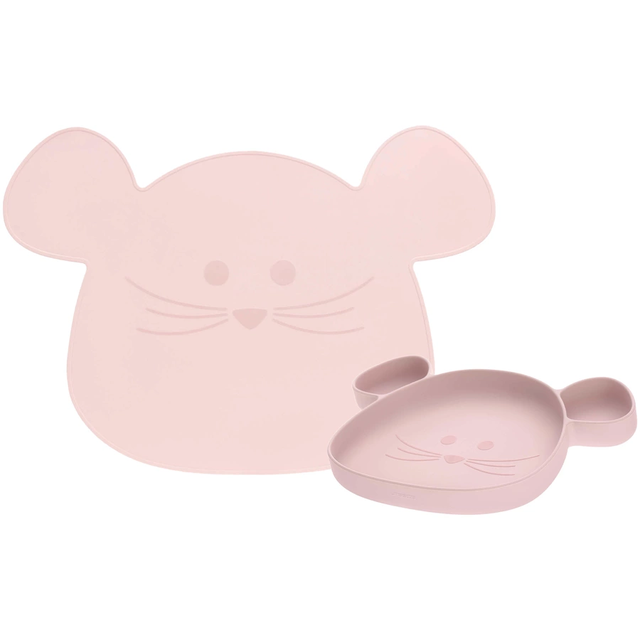 Lässig Esslernteller und Platzset Little Chums Mouse 2er Set rosa