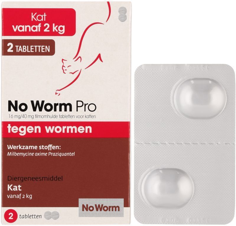 No Worm Pro - Kauwtabletten - Smakelijk - Voor Katten - 2 kg en meer