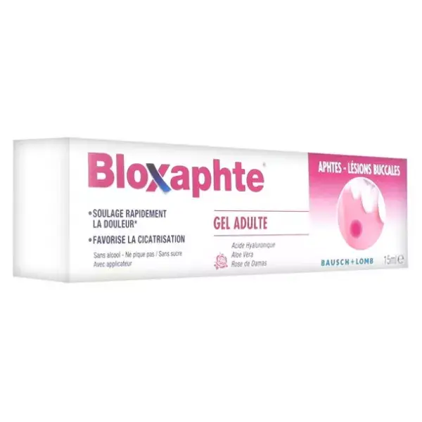 Gel Bloxaphte da Bausch & Lomb para adultos, para aftas e lesões bucais, 15ml