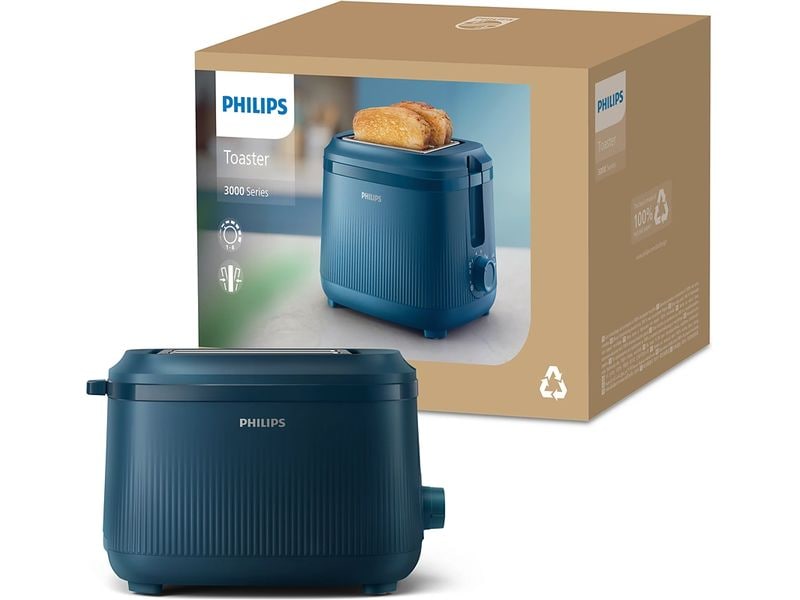 Philips Toaster 3000 Series HD2511/71 Malibu Blue Klassischer Toaster