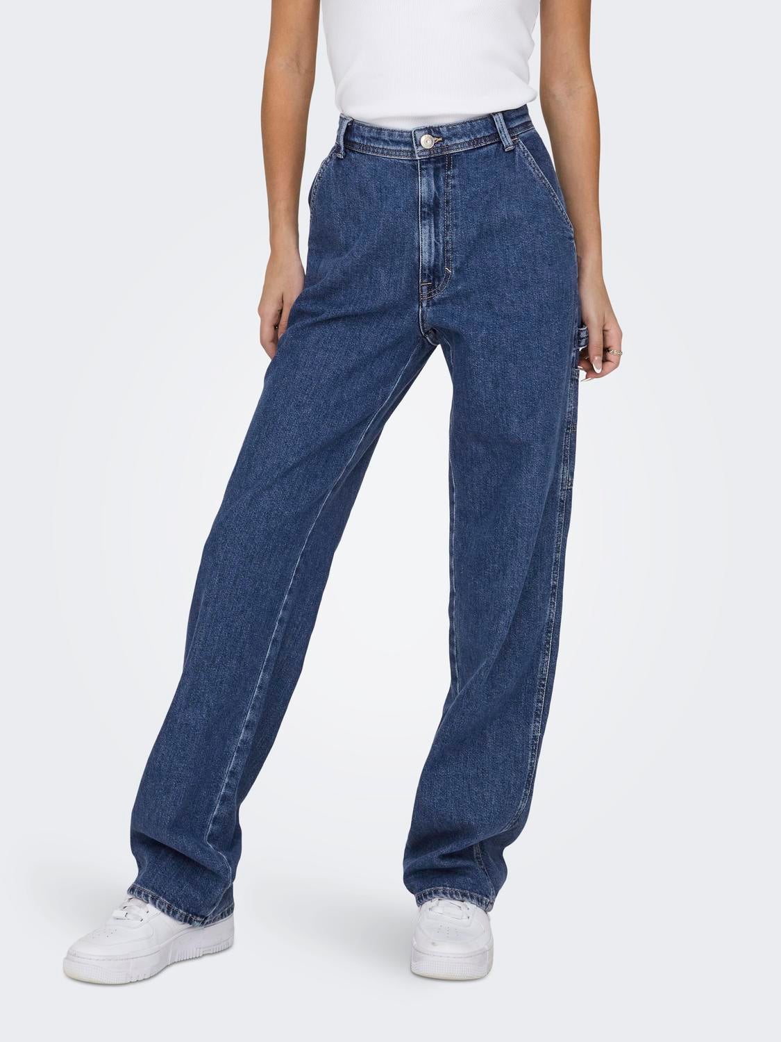 ONLWEST Hohe Taille Gerade geschnitten Jeans Medium Blue Denim