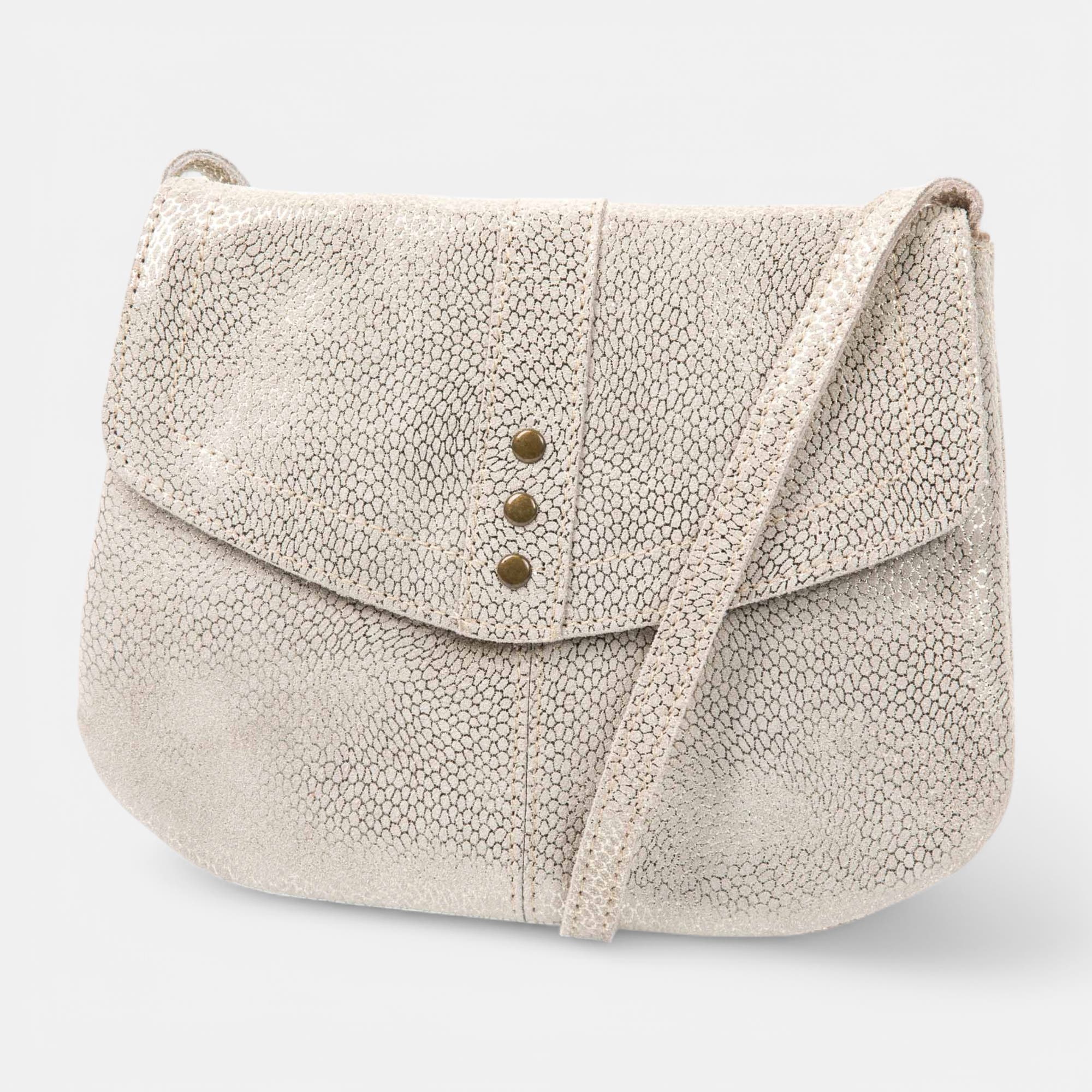 Sac bandoulière en cuir beige