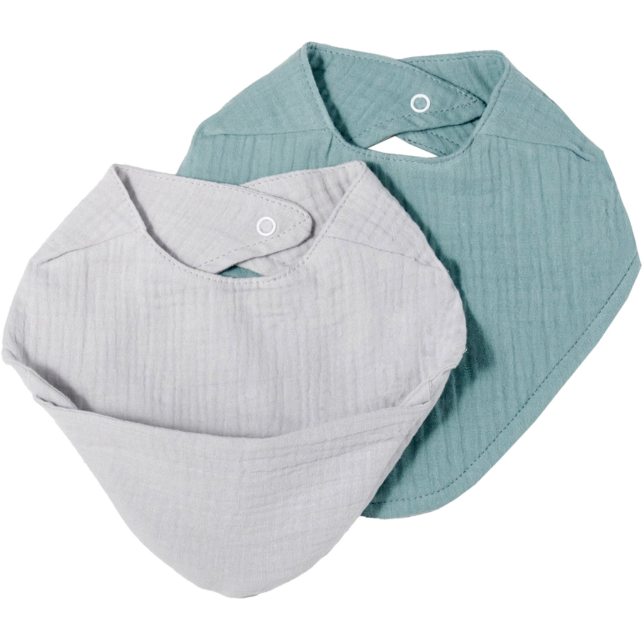Nordic Coast Company Musselin Lätzchen-Set Grau & Mint
