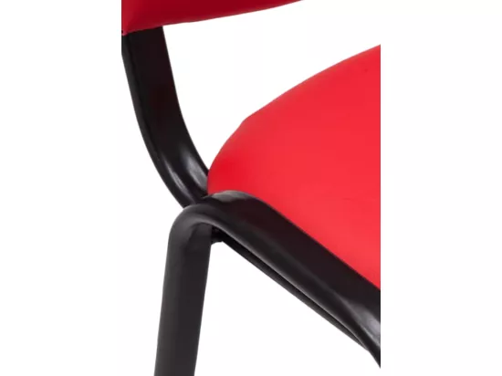Chaise de salle à manger - Similicuir & Métal noir mat - Rouge - Ken
