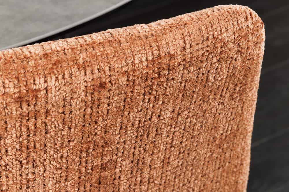 Moderner Design Stuhl TRES CHIC rost braun Chenille Cremona schwarze Metallbeine