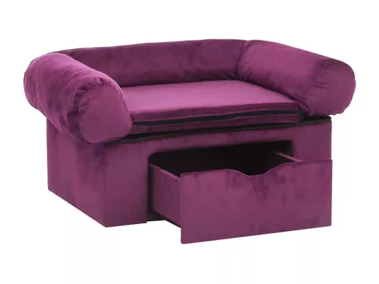 Canapé pour chien avec tiroir Bordeaux 75x50x38 cm Peluche