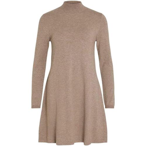 Vila - VICOMFY A-LINE ROLLNECK KNIT DRESS Marrón