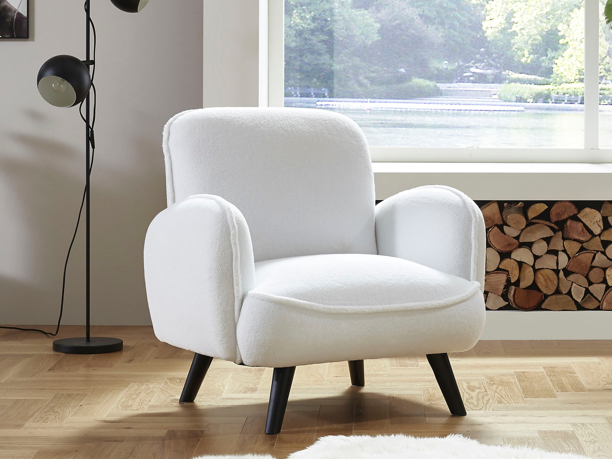 ATLANTIC home collection Sessel »Ben« mit Wellenunterfederung, Massivholzfüsse, frei im Raum stellbar