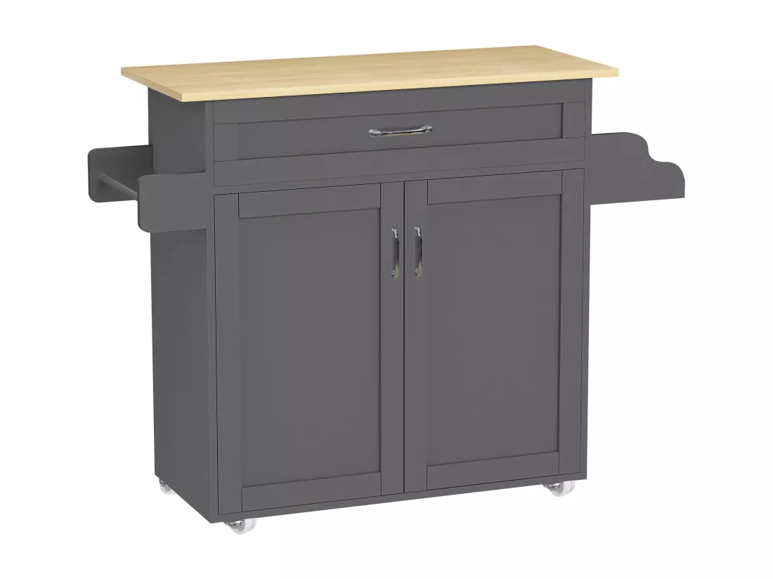 VCM Chariot de cuisine en bois Chariot de service Tablette roulante Roulettes Tiroir Pastano
