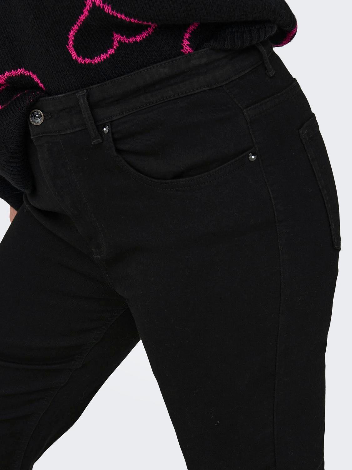 CARWILLY Hohe Taille Ausgestellt Jeans Black Denim