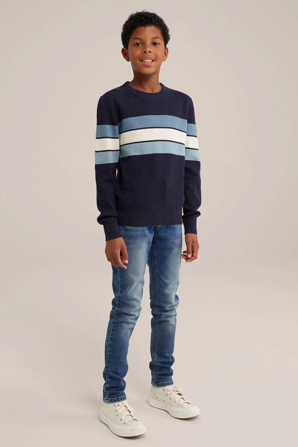 WE Fashion gebreide trui donkerblauw
