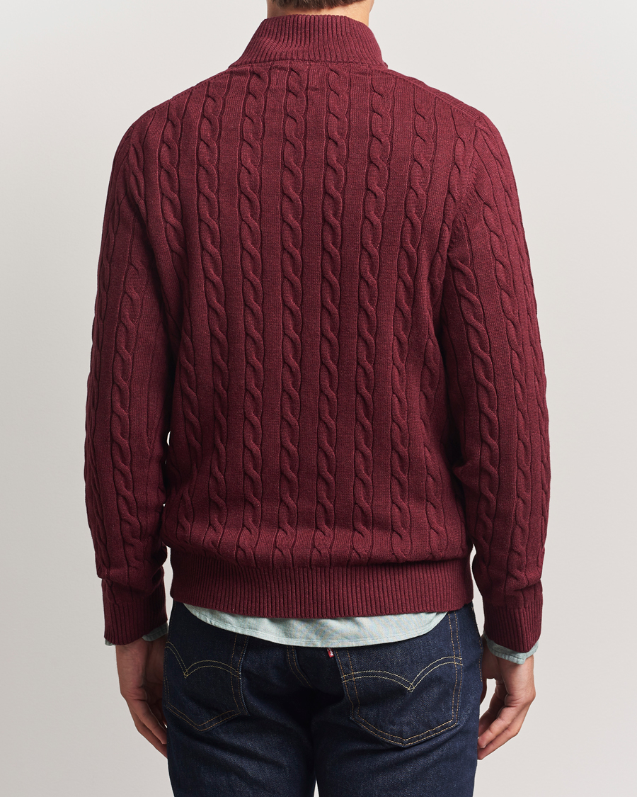 GANT Cotton Cable Half Zip Bordeaux Melange