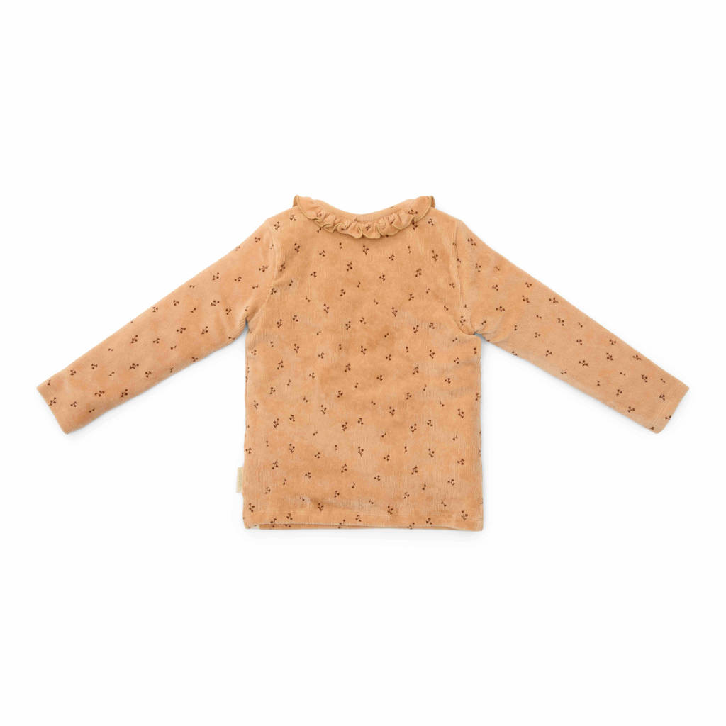 Little Dutch corduroy longsleeve met all over print en ruches zacht oranje