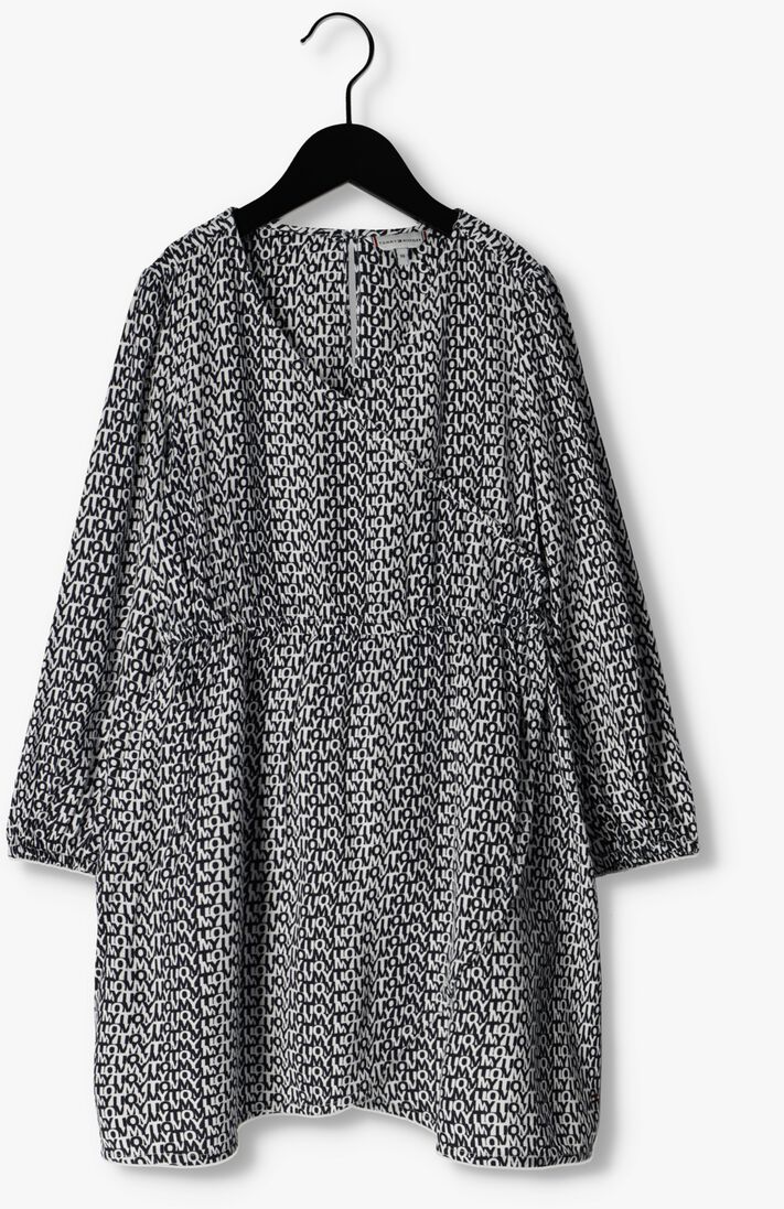 TOMMY HILFIGER blauwe tommy hilfiger mini jurk allover printed wrap dress l/s