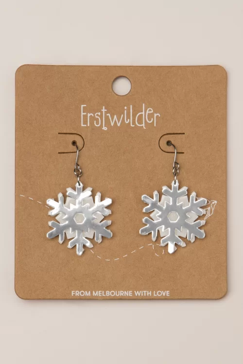 Erstwilder White Snowflake oorbellen in zilver