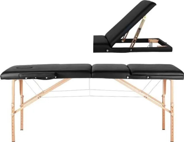 Activeshop sammenklappelig massagebriks 3-delt, træ, model Comfort Activ FIZJO, sort