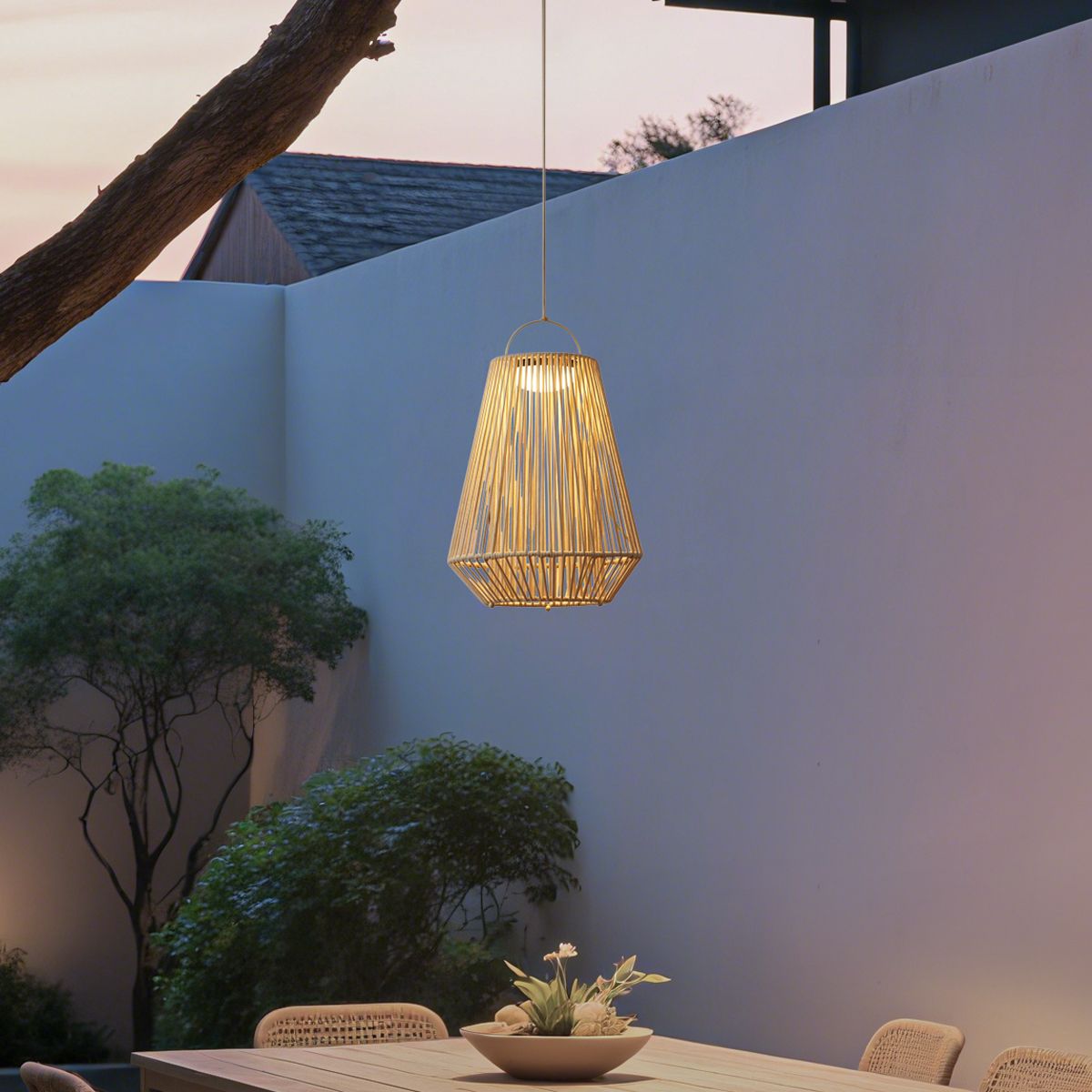 Bohemian tafellamp beige incl. LED 3-staps dimbaar IP54 solar oplaadbaar - Duca