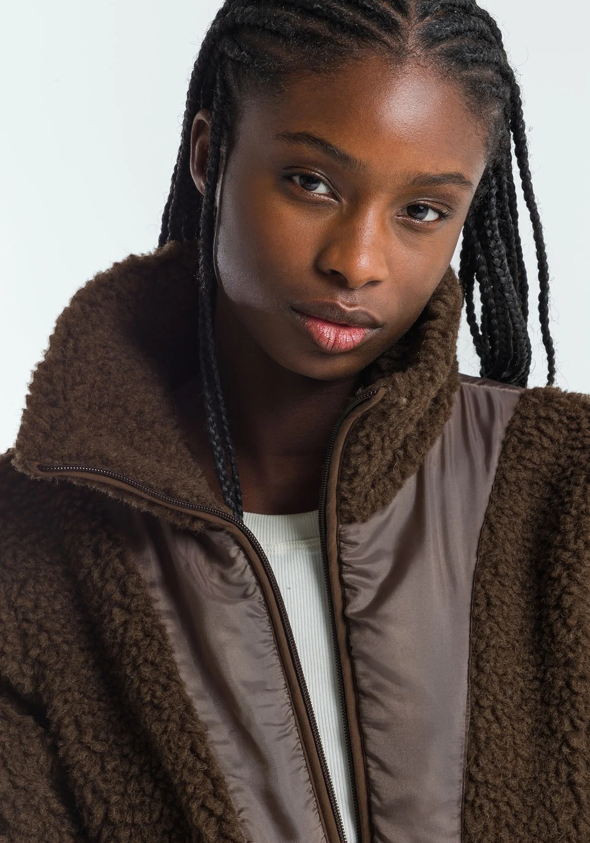 Kings Of Indigo Jacke Totoku Chocolate Brown Sherpa