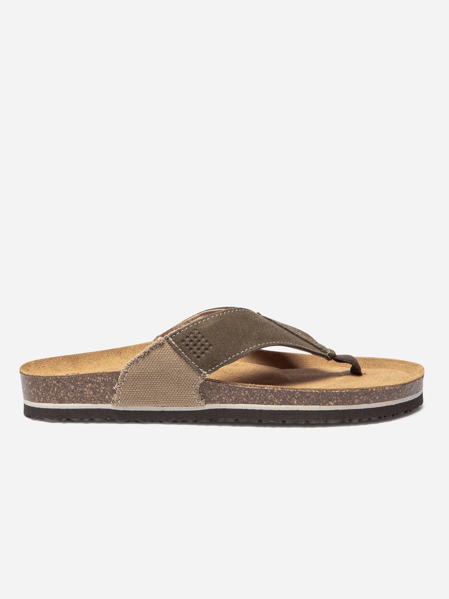 Tongs Homme Très Confort Mix Matières Kaki