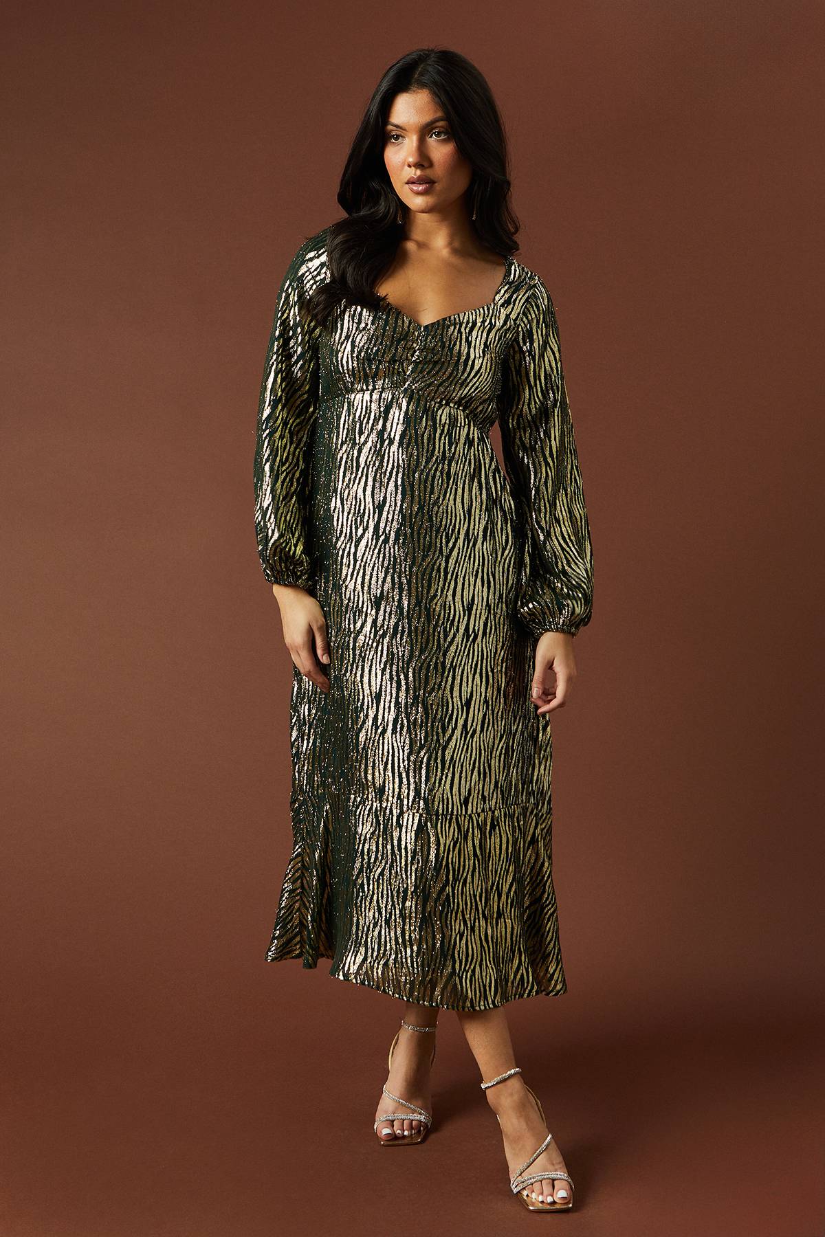 Oasis Robe Mi-Longue Froncée Métallisée d'Occasion