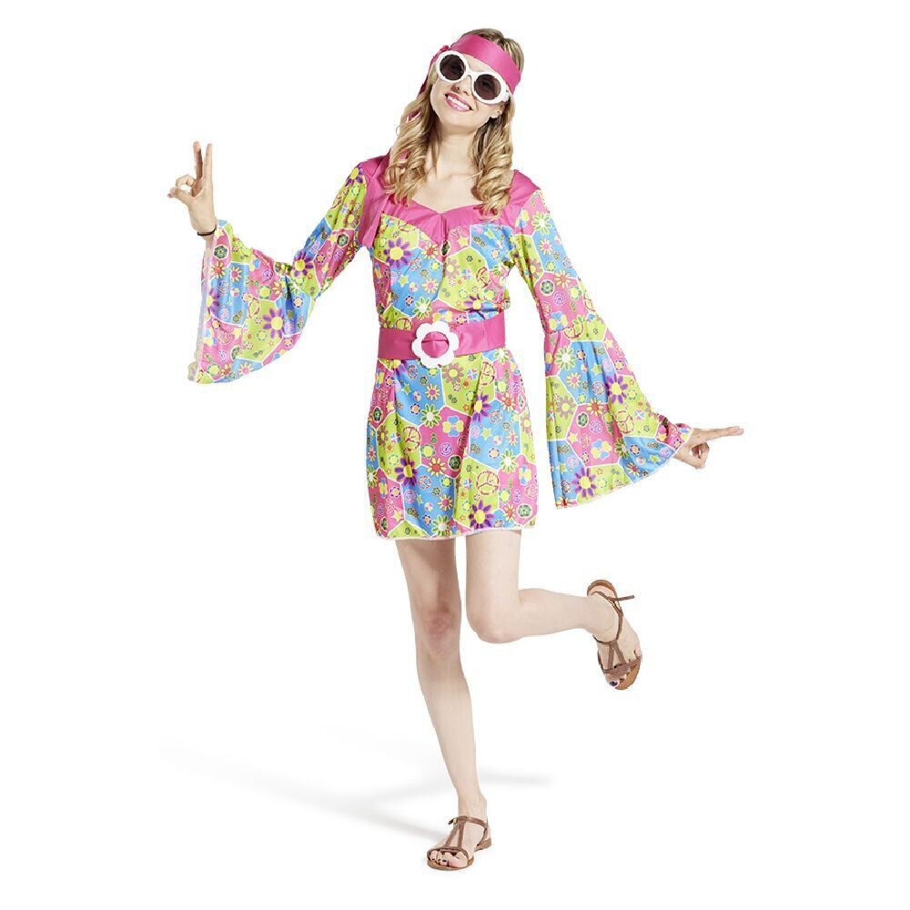 Déguisement femme hippie robe - Taille L