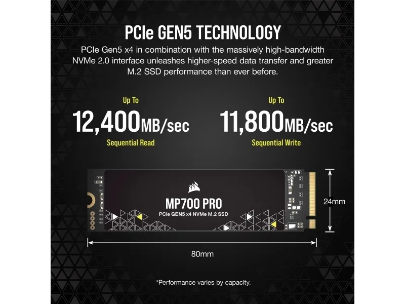 CORSAIR MP700 PRO - SSD - 4 TB - intern - M.2 2280 - PCI Express 5.0 x4 (NVMe)