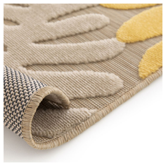 Tapis intérieur et extérieur en relief - palmera - beige et noir - 160 x 230 cm